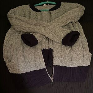 Promesa Gray and Black Cable Knit Cardigan